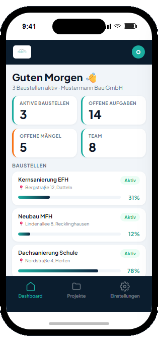 PROSERV-O App – Unternehmen-Dashboard